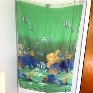 NEW  WOMAN BEACH COVER UP SCARF SHAWL OCEAN THEME 56x76"